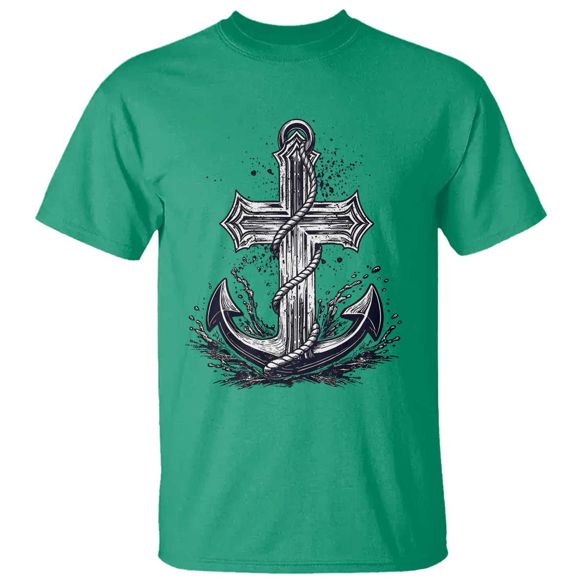 Faith Family Fishing Jesus Cross Anchor T Shirt Funny Christian Fisherman