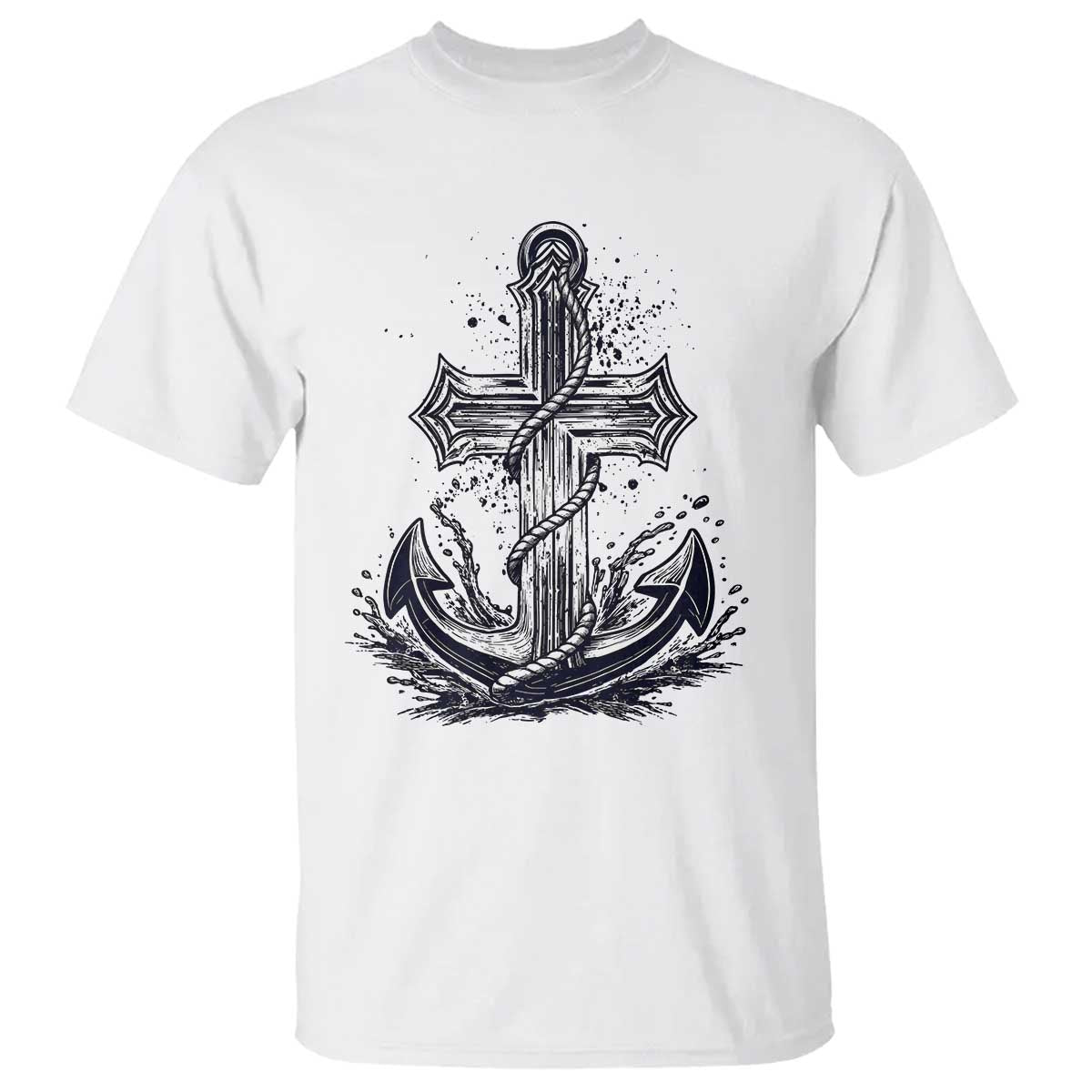 Faith Family Fishing Jesus Cross Anchor T Shirt Funny Christian Fisherman