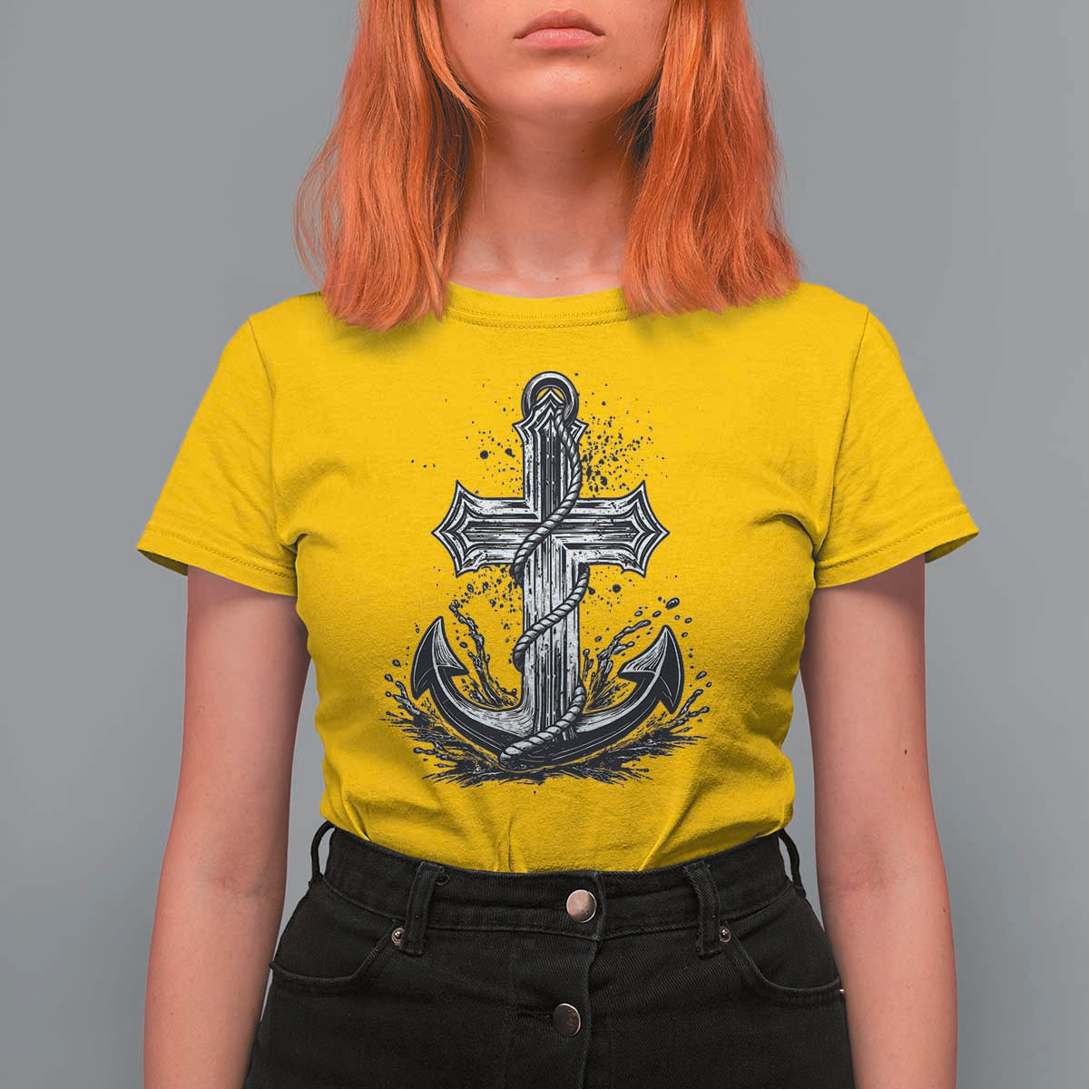 Faith Family Fishing Jesus Cross Anchor T Shirt For Women Funny Christian Fisherman