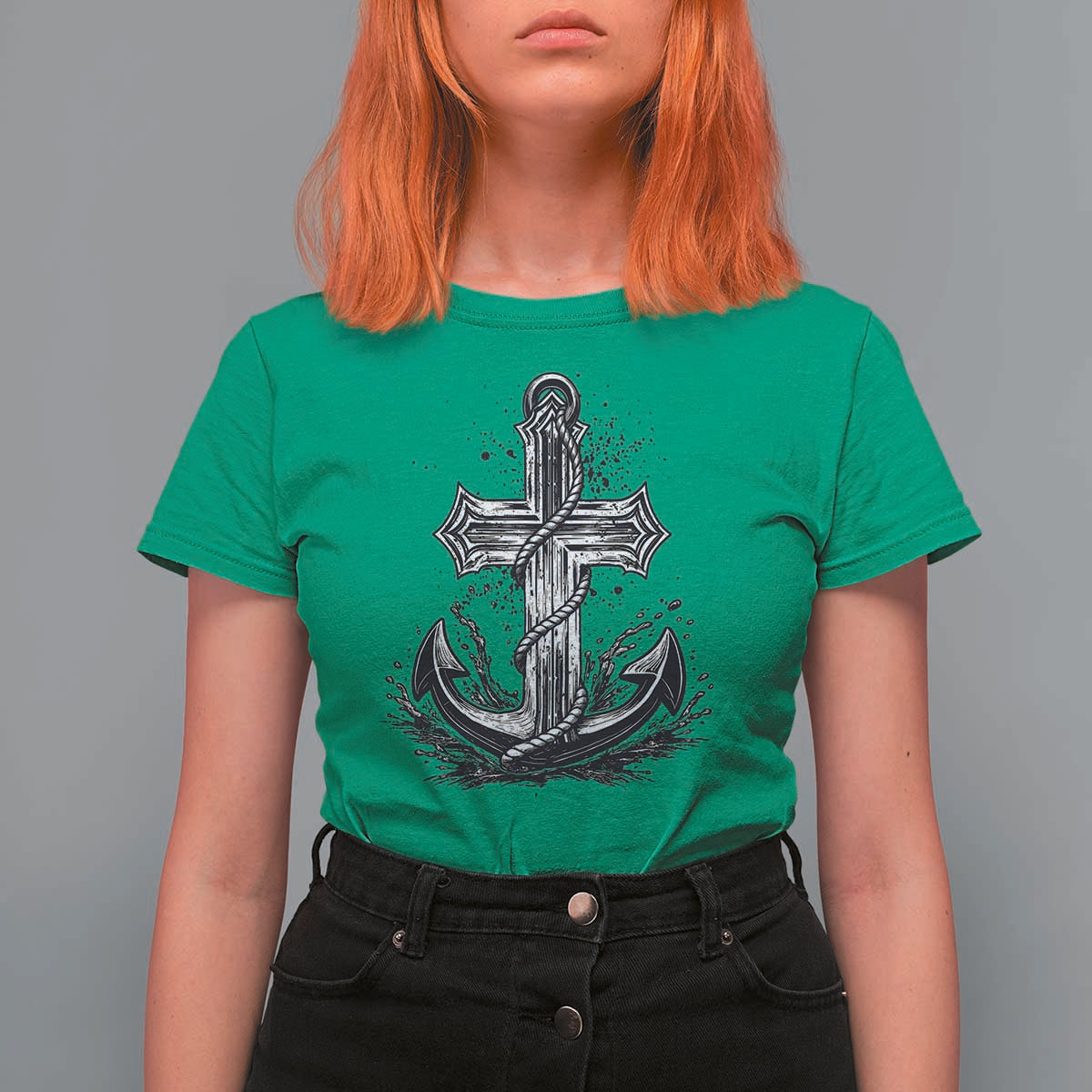 Faith Family Fishing Jesus Cross Anchor T Shirt For Women Funny Christian Fisherman