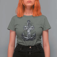 Faith Family Fishing Jesus Cross Anchor T Shirt For Women Funny Christian Fisherman