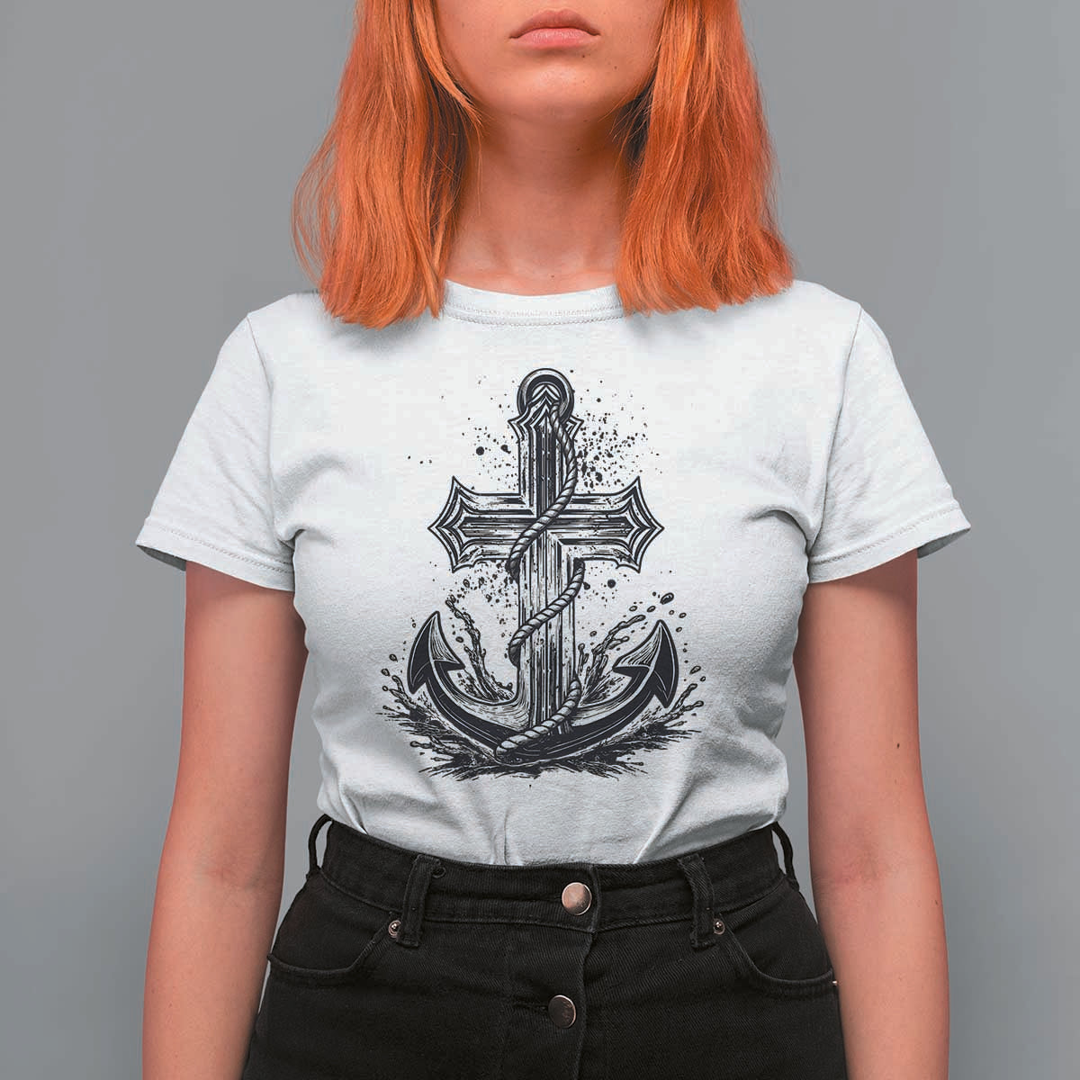 Faith Family Fishing Jesus Cross Anchor T Shirt For Women Funny Christian Fisherman