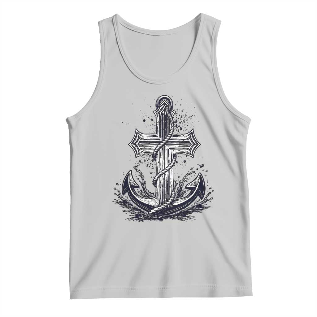 Faith Family Fishing Jesus Cross Anchor Tank Top Funny Christian Fisherman