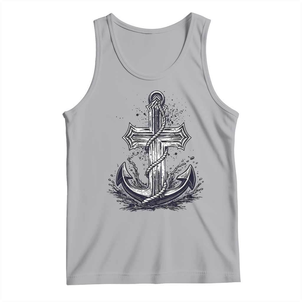 Faith Family Fishing Jesus Cross Anchor Tank Top Funny Christian Fisherman