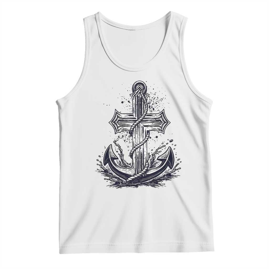 Faith Family Fishing Jesus Cross Anchor Tank Top Funny Christian Fisherman