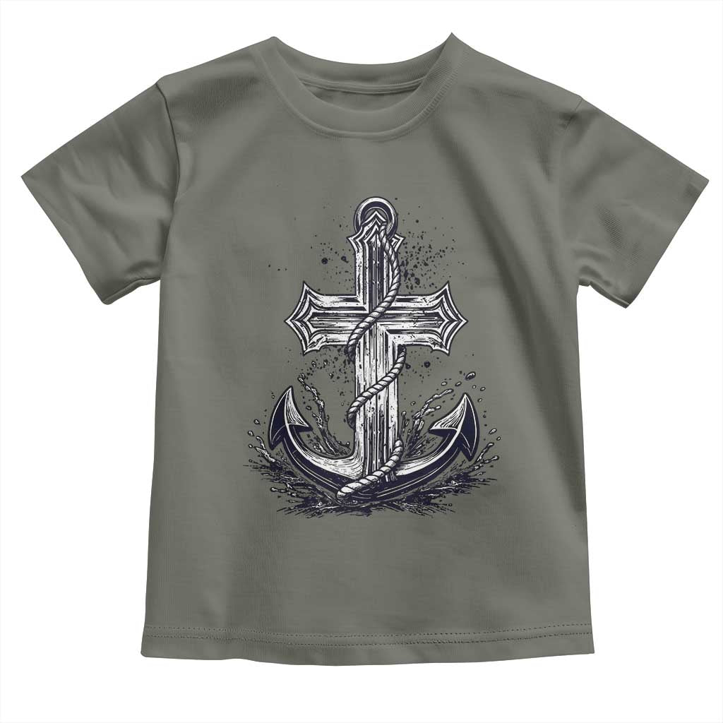 Faith Family Fishing Jesus Cross Anchor Toddler T Shirt Funny Christian Fisherman