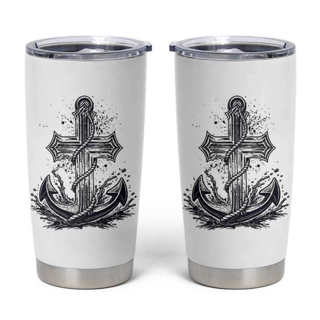 Faith Family Fishing Jesus Cross Anchor Tumbler Cup Funny Christian Fisherman