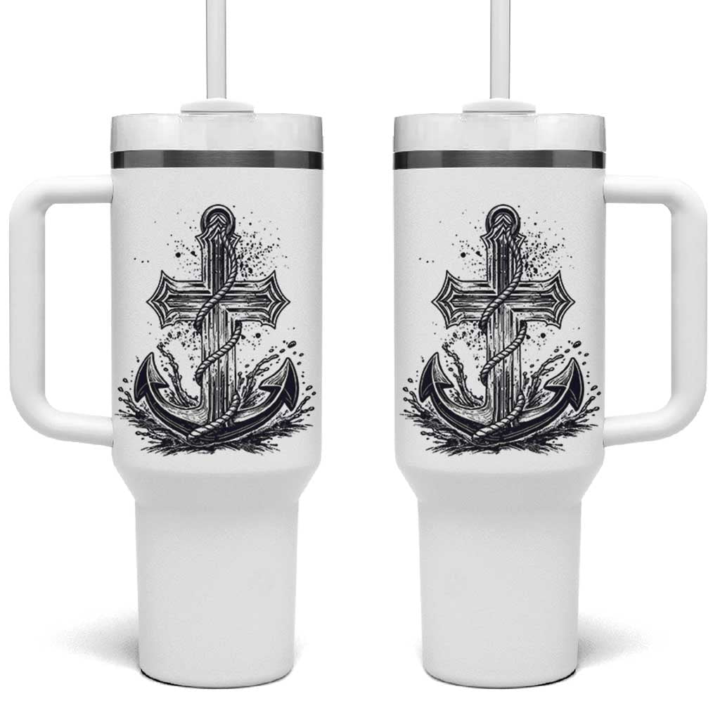Faith Family Fishing Jesus Cross Anchor Tumbler With Handle Funny Christian Fisherman
