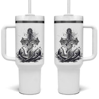 Faith Family Fishing Jesus Cross Anchor Tumbler With Handle Funny Christian Fisherman