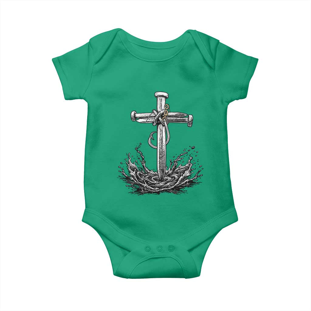 Faith Family Fishing Baby Onesie Christian Jesus Cross Fathers Day Gift