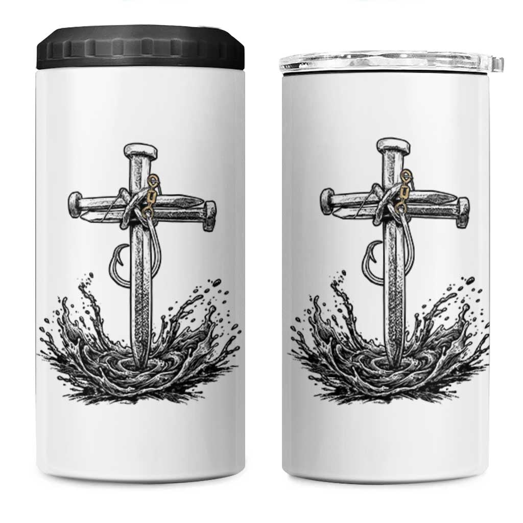 Faith Family Fishing 4 in 1 Can Cooler Tumbler Christian Jesus Cross Fathers Day Gift