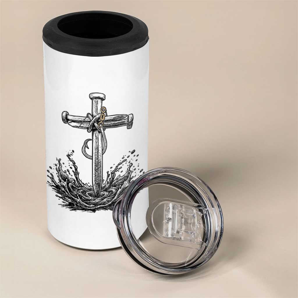 Faith Family Fishing 4 in 1 Can Cooler Tumbler Christian Jesus Cross Fathers Day Gift