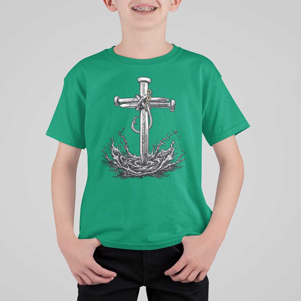 Faith Family Fishing T Shirt For Kid Christian Jesus Cross Fathers Day Gift