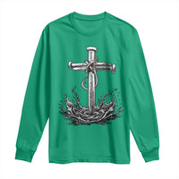 Faith Family Fishing Long Sleeve Shirt Christian Jesus Cross Fathers Day Gift