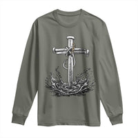Faith Family Fishing Long Sleeve Shirt Christian Jesus Cross Fathers Day Gift