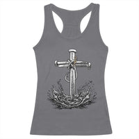 Faith Family Fishing Racerback Tank Top Christian Jesus Cross Fathers Day Gift
