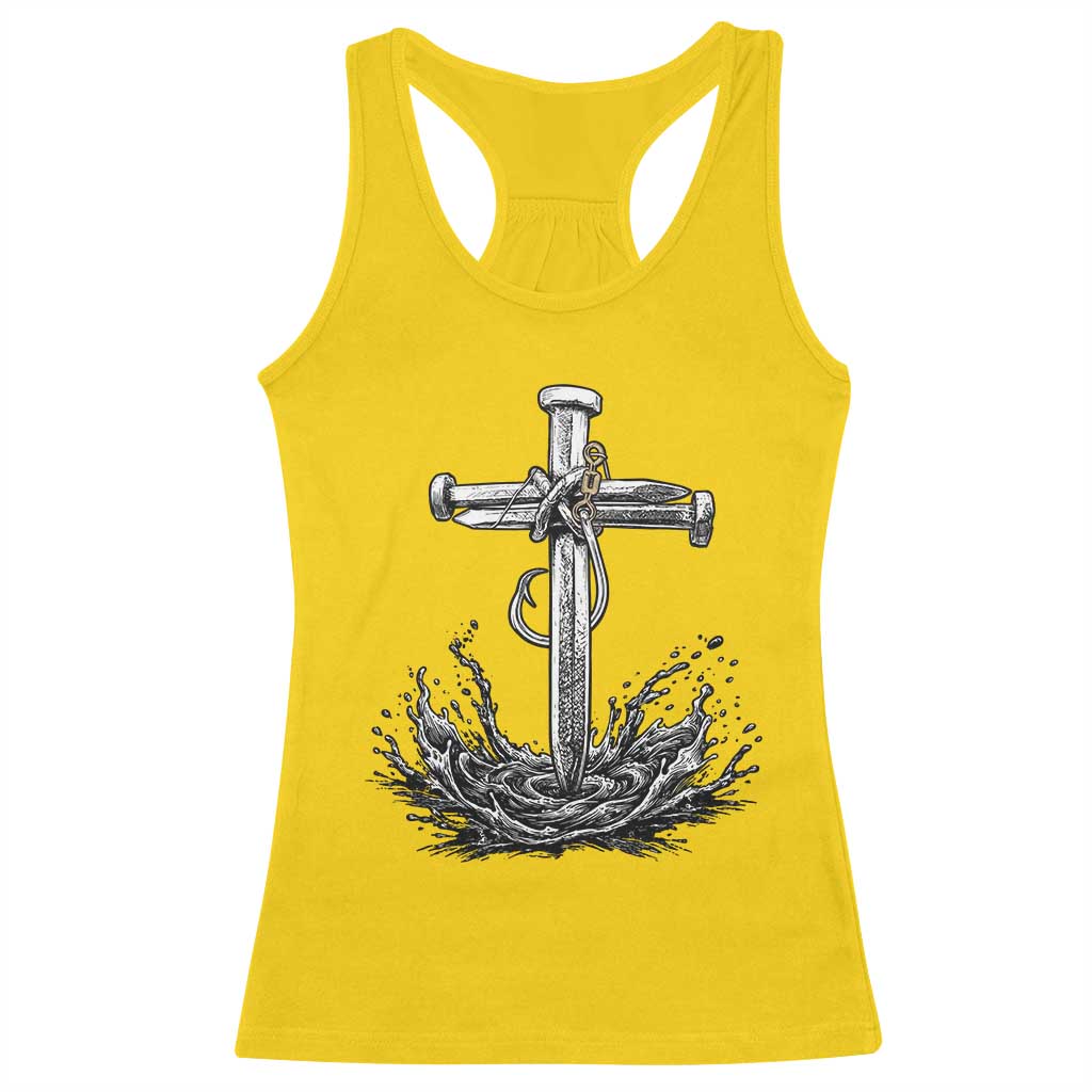 Faith Family Fishing Racerback Tank Top Christian Jesus Cross Fathers Day Gift