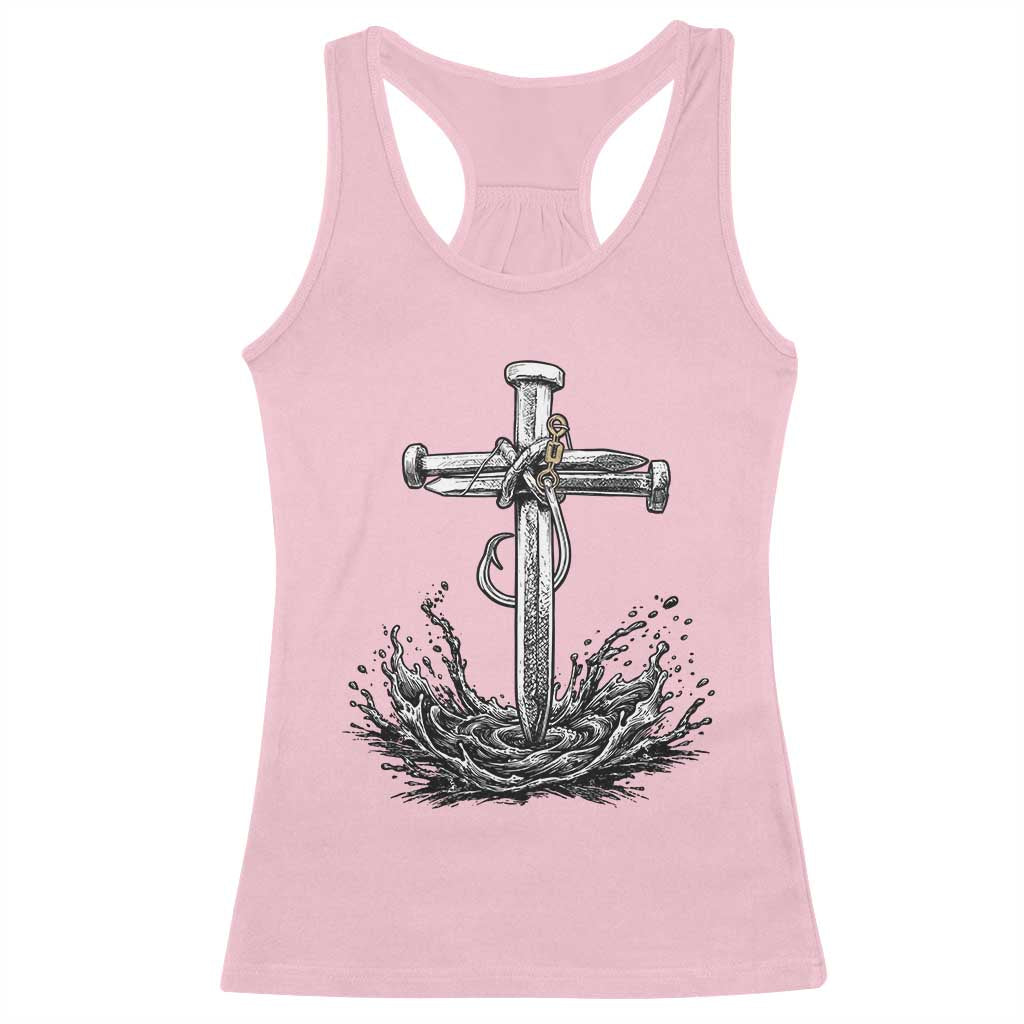 Faith Family Fishing Racerback Tank Top Christian Jesus Cross Fathers Day Gift