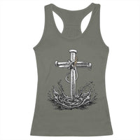 Faith Family Fishing Racerback Tank Top Christian Jesus Cross Fathers Day Gift