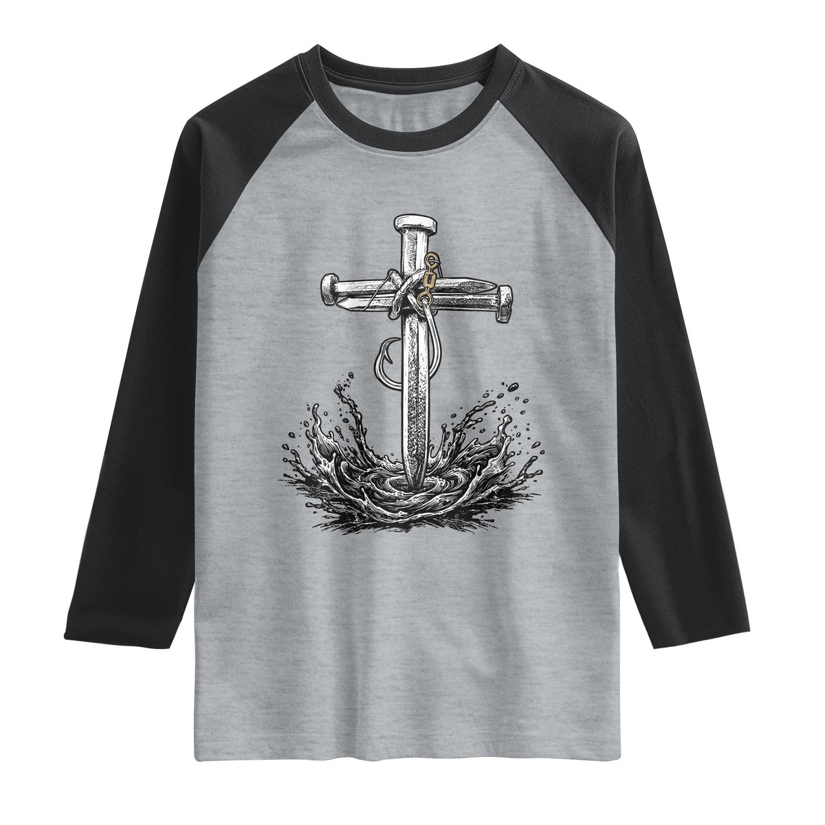 Faith Family Fishing Raglan Shirt Christian Jesus Cross Fathers Day Gift