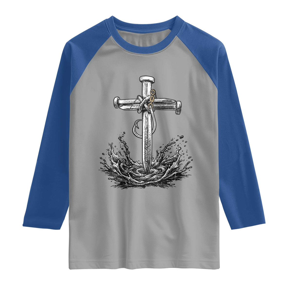 Faith Family Fishing Raglan Shirt Christian Jesus Cross Fathers Day Gift