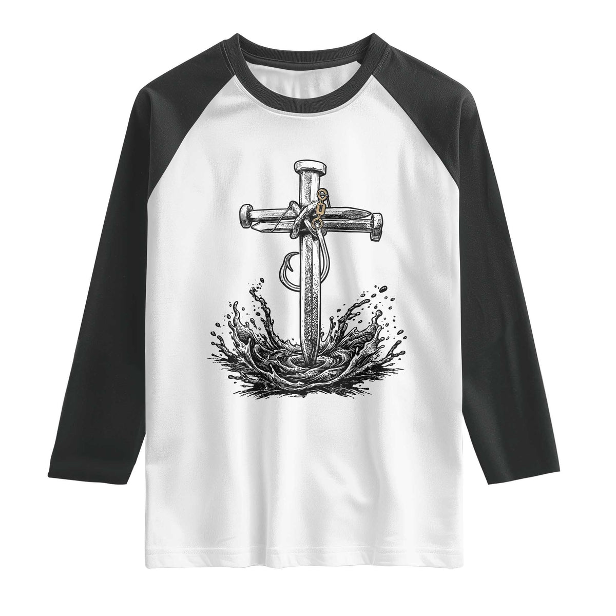 Faith Family Fishing Raglan Shirt Christian Jesus Cross Fathers Day Gift