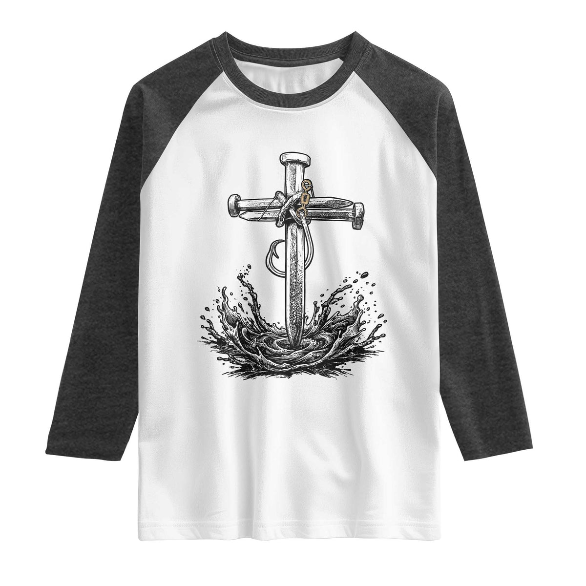 Faith Family Fishing Raglan Shirt Christian Jesus Cross Fathers Day Gift