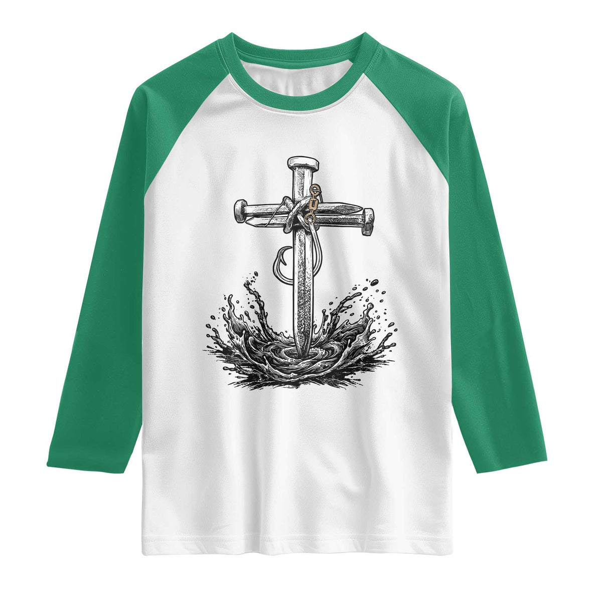 Faith Family Fishing Raglan Shirt Christian Jesus Cross Fathers Day Gift