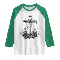 Faith Family Fishing Raglan Shirt Christian Jesus Cross Fathers Day Gift