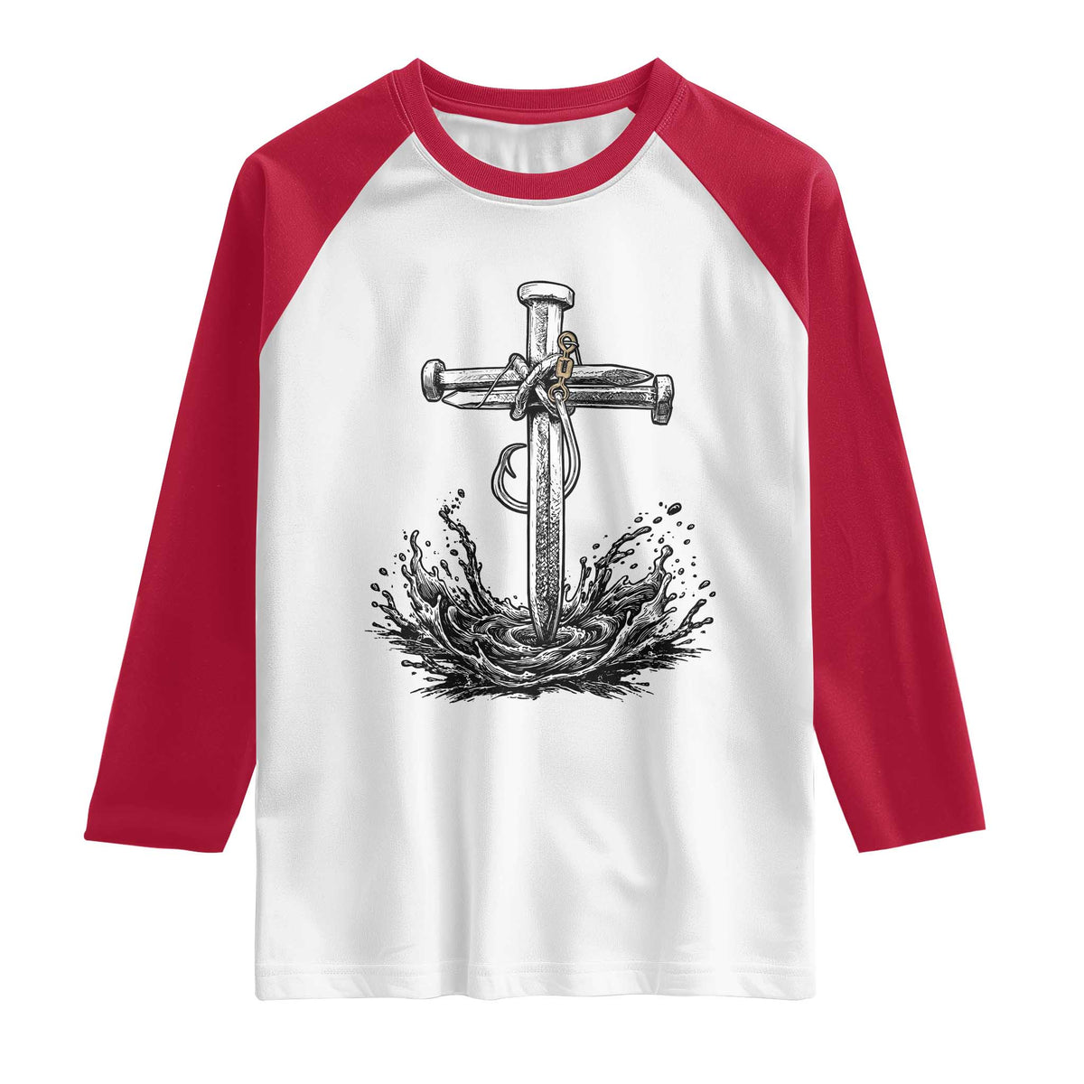 Faith Family Fishing Raglan Shirt Christian Jesus Cross Fathers Day Gift
