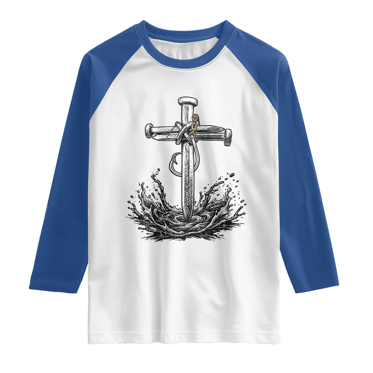 Faith Family Fishing Raglan Shirt Christian Jesus Cross Fathers Day Gift