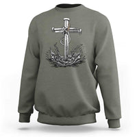 Faith Family Fishing Sweatshirt Christian Jesus Cross Fathers Day Gift