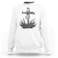 Faith Family Fishing Sweatshirt Christian Jesus Cross Fathers Day Gift