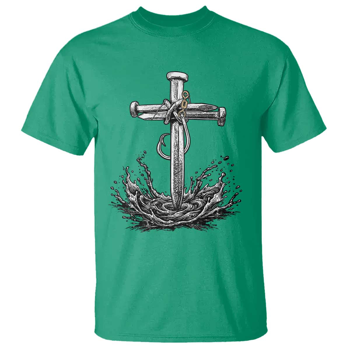 Faith Family Fishing T Shirt Christian Jesus Cross Fathers Day Gift