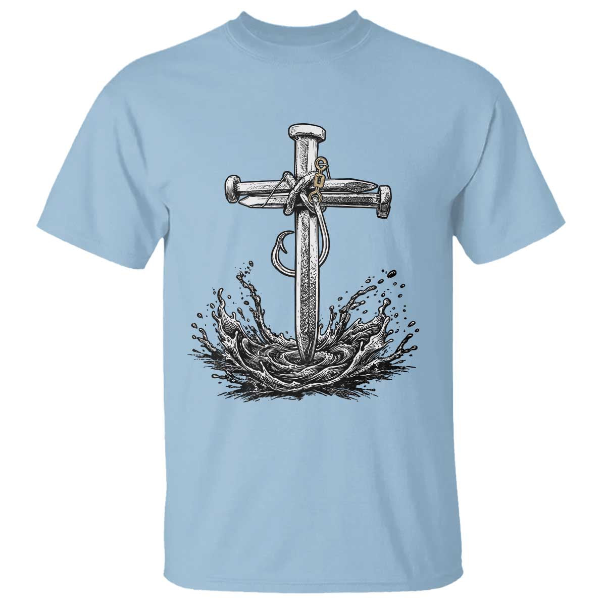 Faith Family Fishing T Shirt Christian Jesus Cross Fathers Day Gift