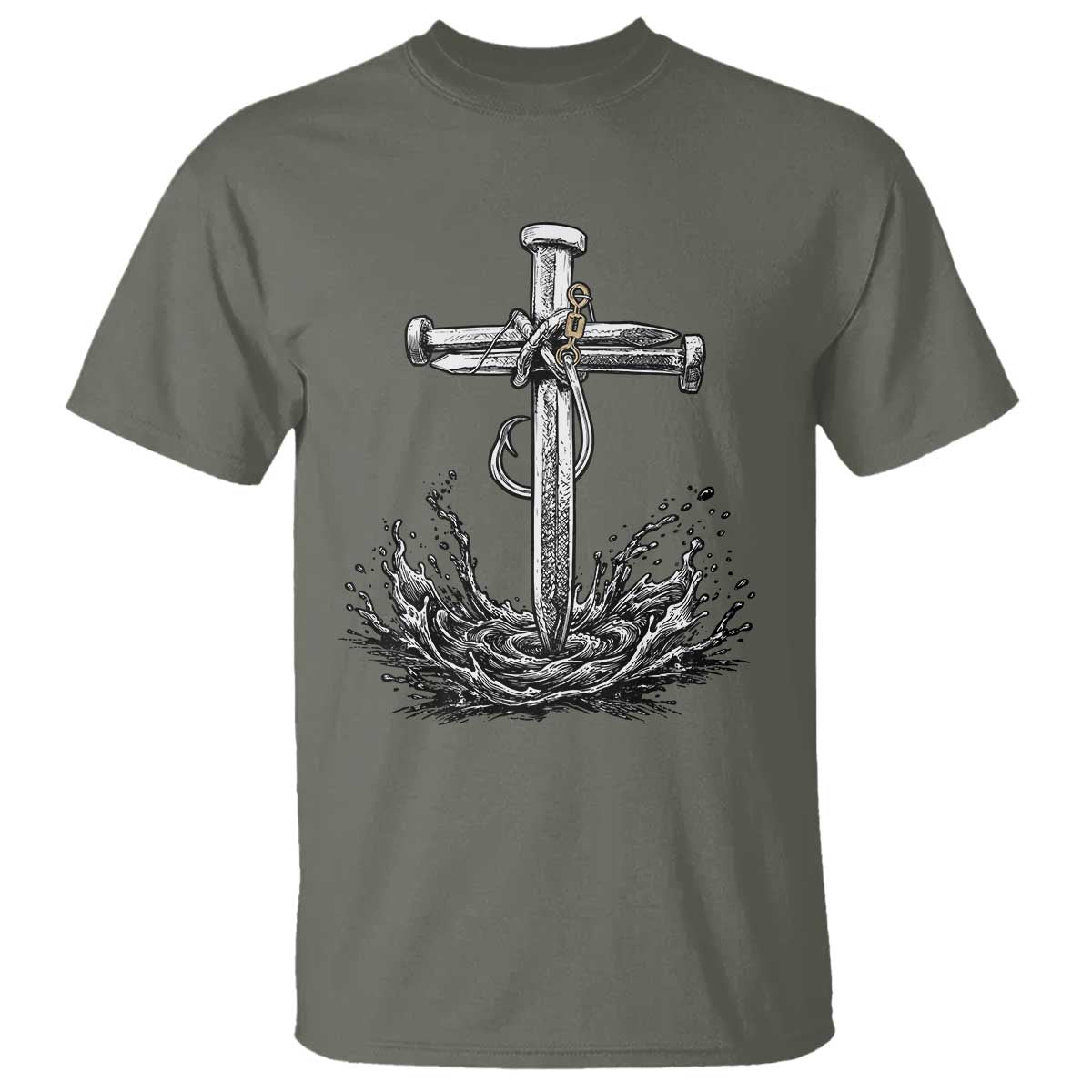 Faith Family Fishing T Shirt Christian Jesus Cross Fathers Day Gift