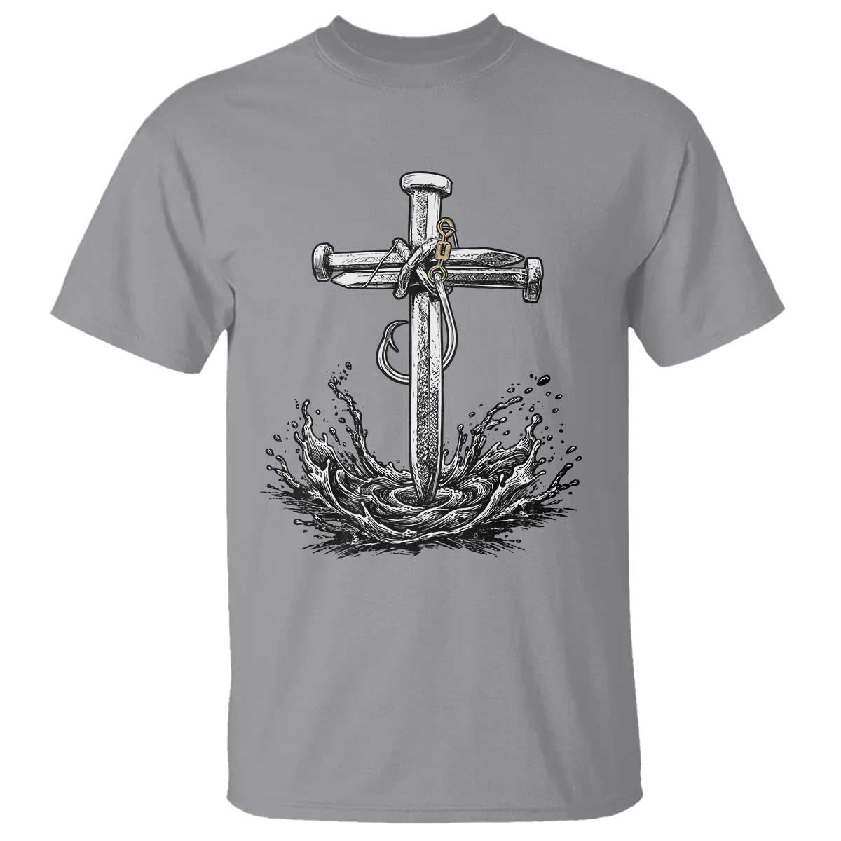 Faith Family Fishing T Shirt Christian Jesus Cross Fathers Day Gift