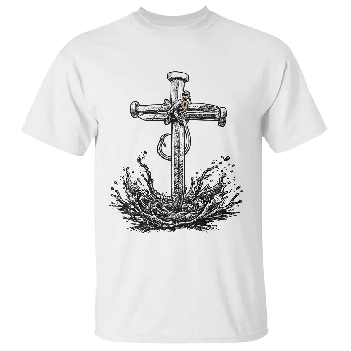 Faith Family Fishing T Shirt Christian Jesus Cross Fathers Day Gift