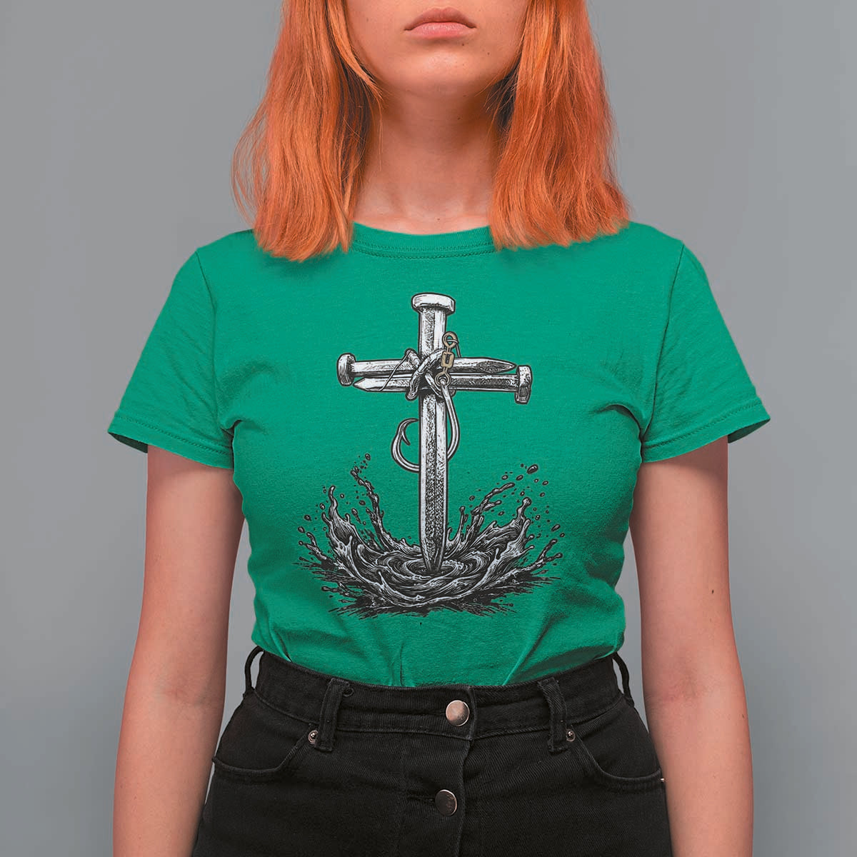 Faith Family Fishing T Shirt For Women Christian Jesus Cross Fathers Day Gift