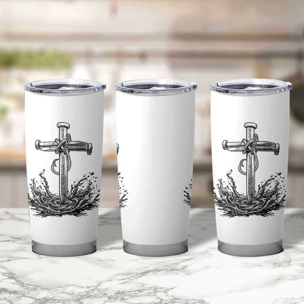 Faith Family Fishing Tumbler Cup Christian Jesus Cross Fathers Day Gift
