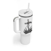 Faith Family Fishing Tumbler With Handle Christian Jesus Cross Fathers Day Gift