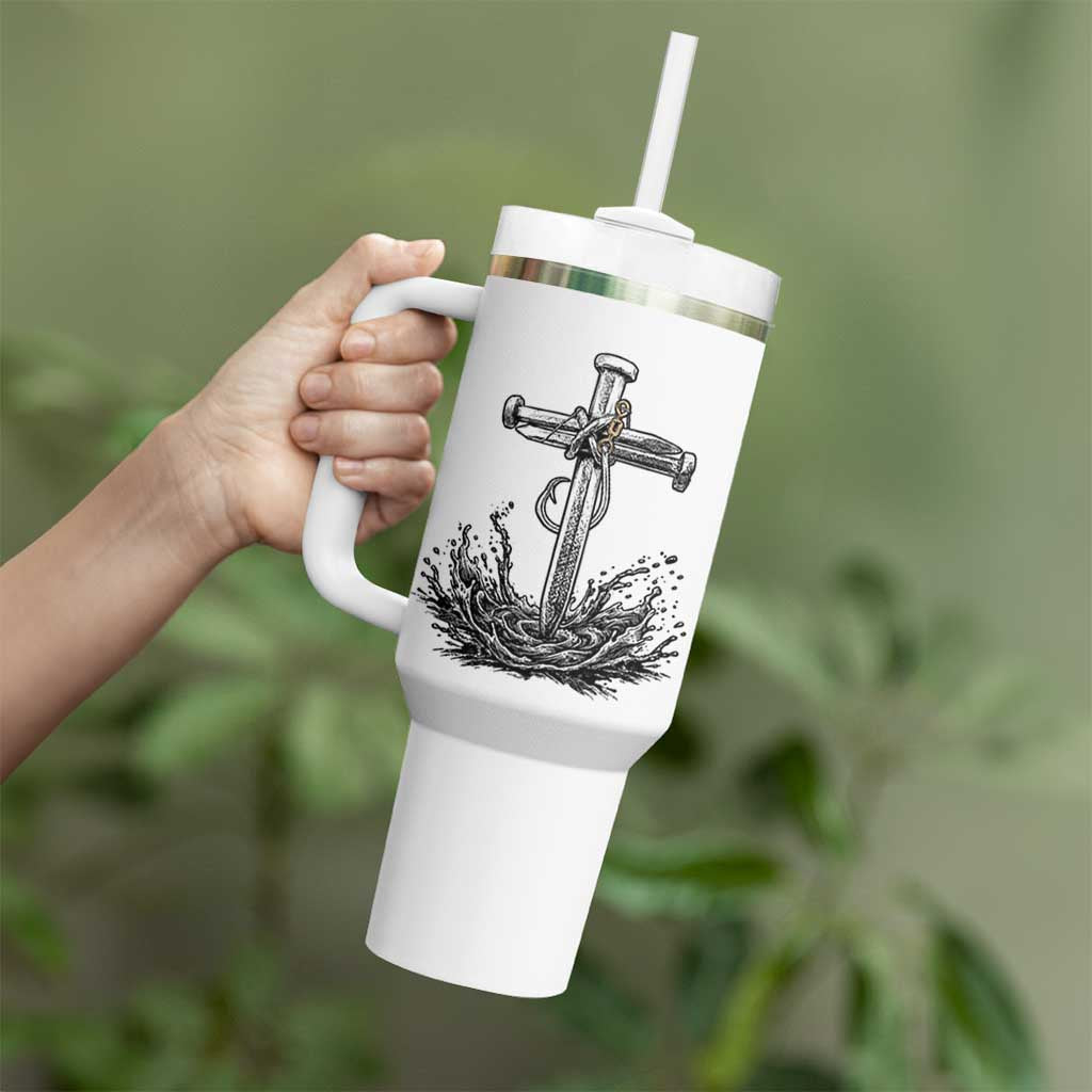 Faith Family Fishing Tumbler With Handle Christian Jesus Cross Fathers Day Gift
