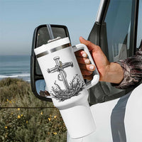 Faith Family Fishing Tumbler With Handle Christian Jesus Cross Fathers Day Gift
