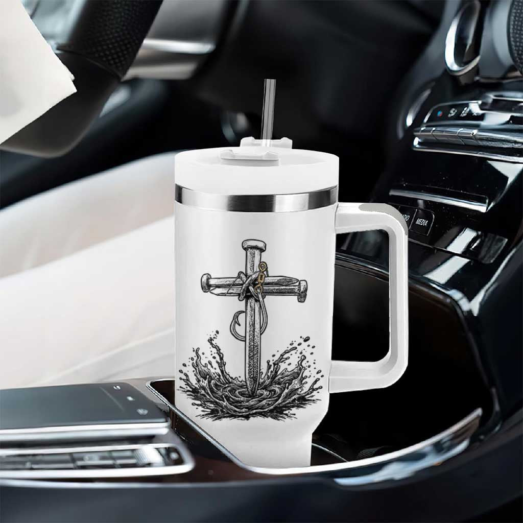 Faith Family Fishing Tumbler With Handle Christian Jesus Cross Fathers Day Gift