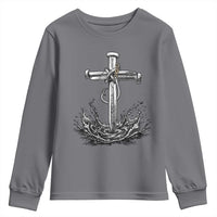 Faith Family Fishing Youth Sweatshirt Christian Jesus Cross Fathers Day Gift