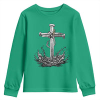 Faith Family Fishing Youth Sweatshirt Christian Jesus Cross Fathers Day Gift