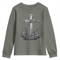Faith Family Fishing Youth Sweatshirt Christian Jesus Cross Fathers Day Gift
