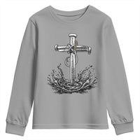 Faith Family Fishing Youth Sweatshirt Christian Jesus Cross Fathers Day Gift