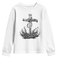 Faith Family Fishing Youth Sweatshirt Christian Jesus Cross Fathers Day Gift