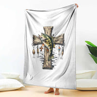 Camo Jesus Cross Fishing Throw Blanket Faith Family Fishing Fathers Day